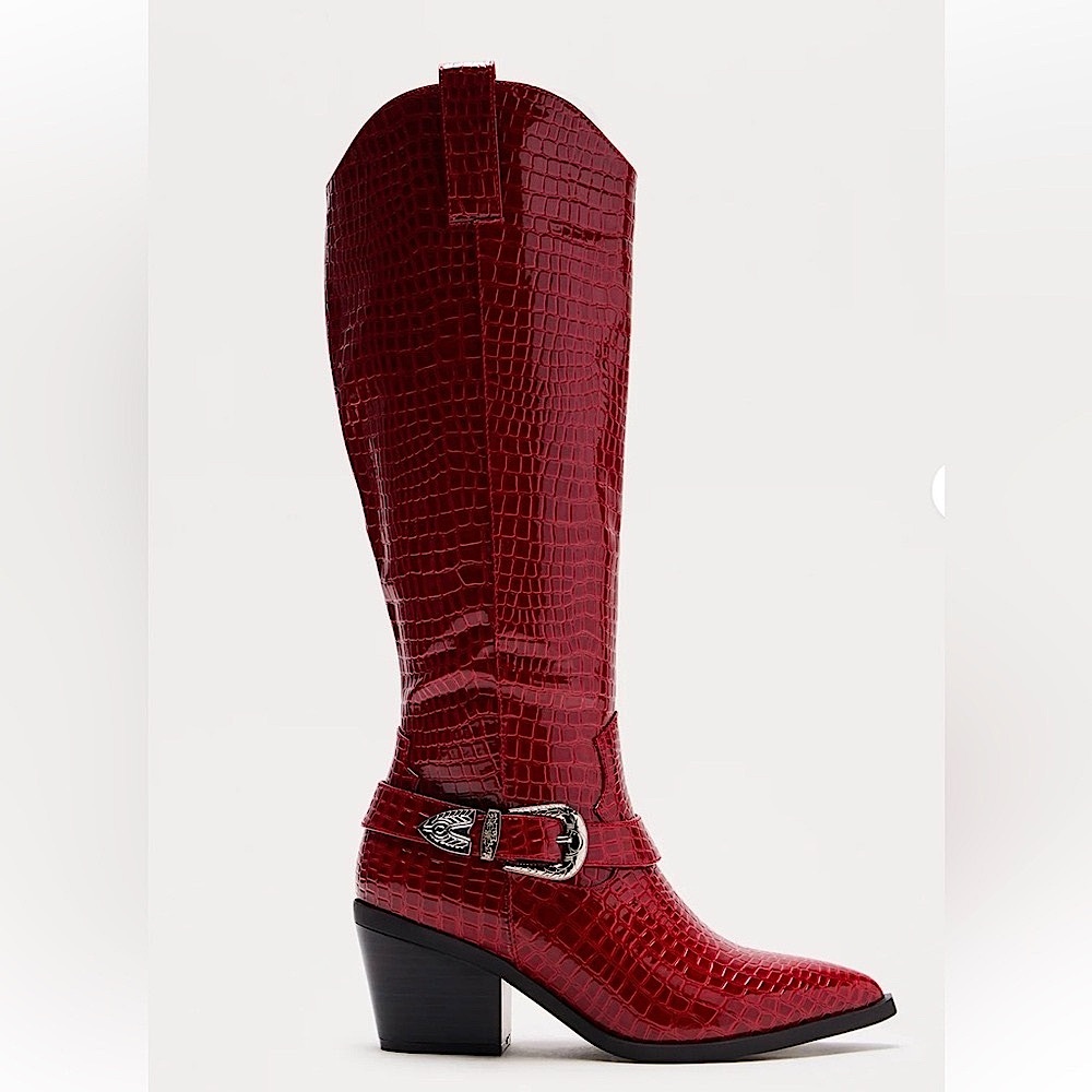 RED KNEE-HIGH COWBOY BOOTS